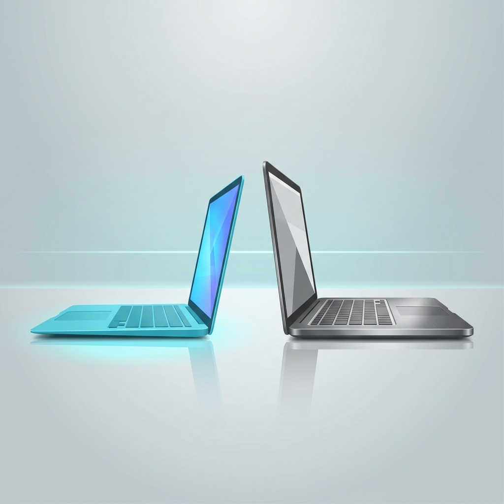 非常に薄いMacBook Neoと少し大きいノートPCの比較