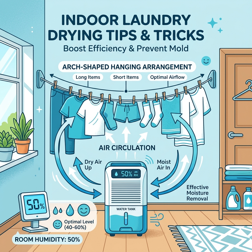 アーチ干しと除湿機の配置テクニック