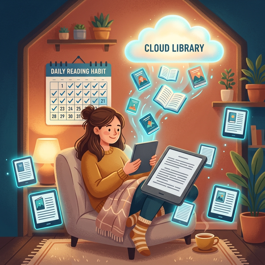 読書習慣を形成する人のイラスト