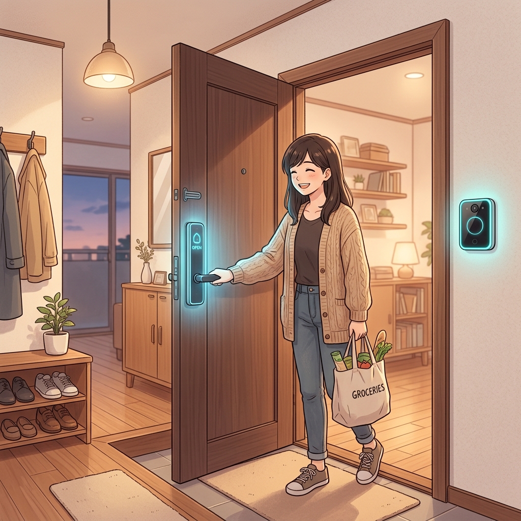顔認証で自動解錠する玄関