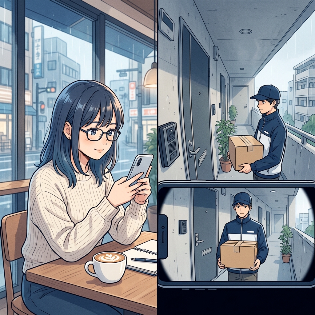 外出先からスマホで来客対応