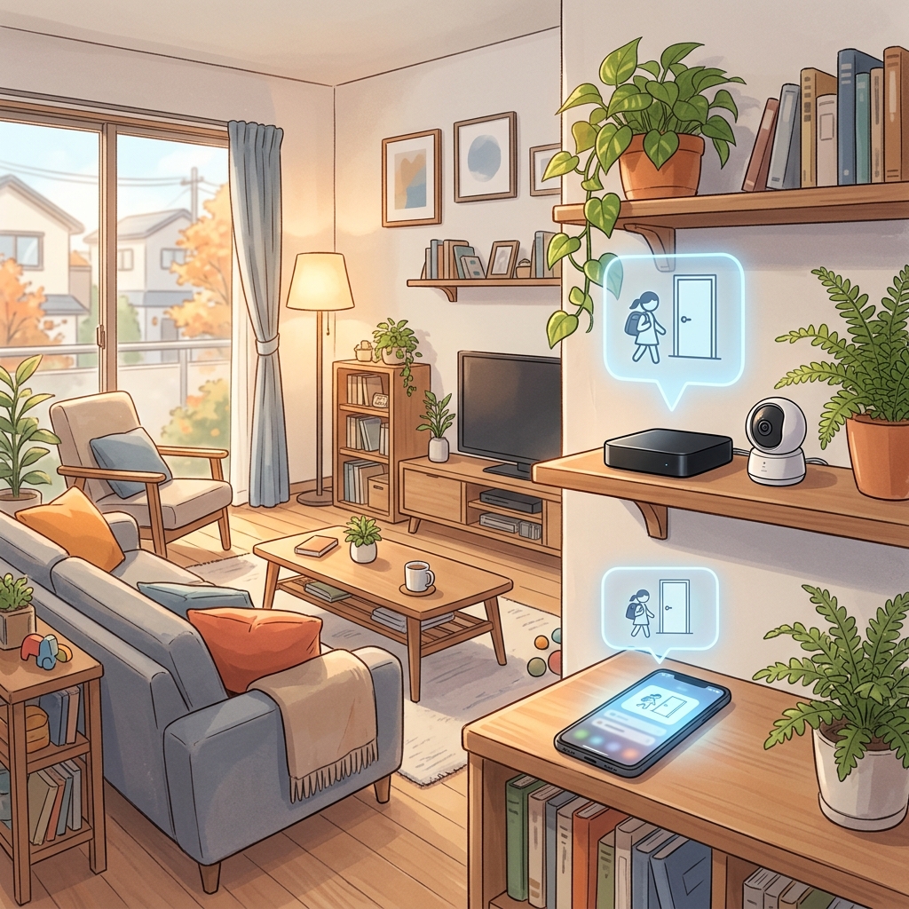 AIハブが子供の帰宅を検知して通知